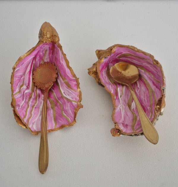 O-17 Oysterdish rose/white set 2