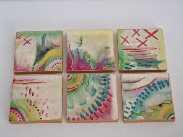 D-3 Coasters wood imagine set 6