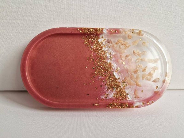 E-49 Epoxy jewelry dish Gold/roze/shell