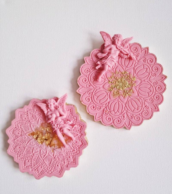 E-52 Epoxy mandala roze angels set 2