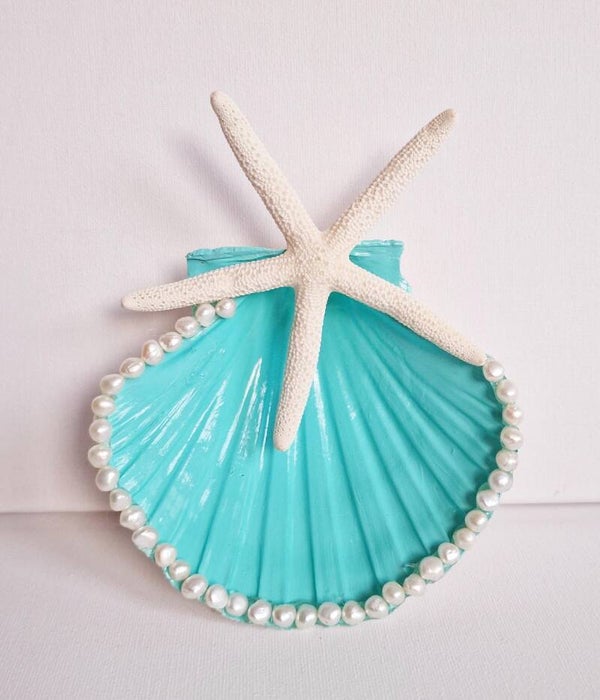 S-54 Ibiza blue starfish + freshwater pearls (zoetwaterparels)