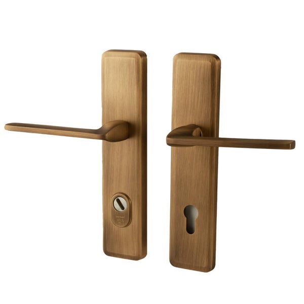 HB - Veiligheidsbeslag Qbe + deurklinken Zenith mat brons PC72