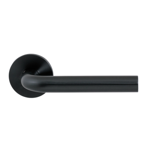 Entree - Deurklinken L-bocht model op rond rozet - PVD antraciet