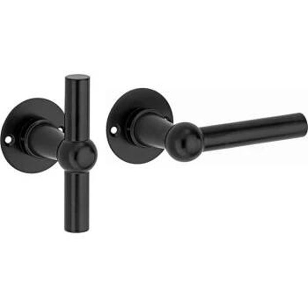 ART - Deurkrukken Chemin de Fer L/T 100mm op rozet - mat zwart
