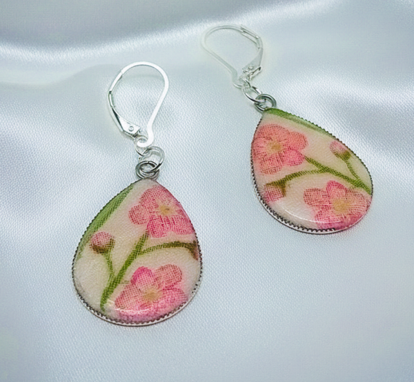 Pretty Pink Teardrop Clay and Resin Earrings