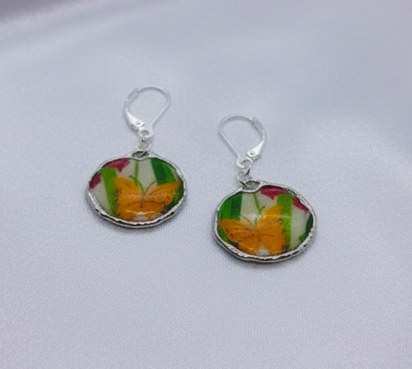 Yellow Butterfly Clay and Resin Earrings