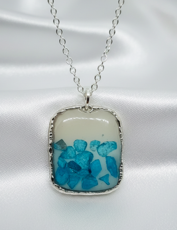 Square Clay and Blue Glass necklace