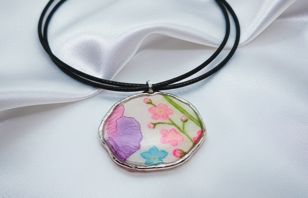 Pink Floral Print Large Round Choker