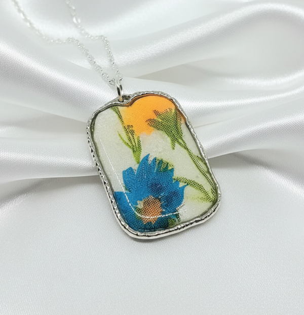 Blue and Yellow Floral Pendant