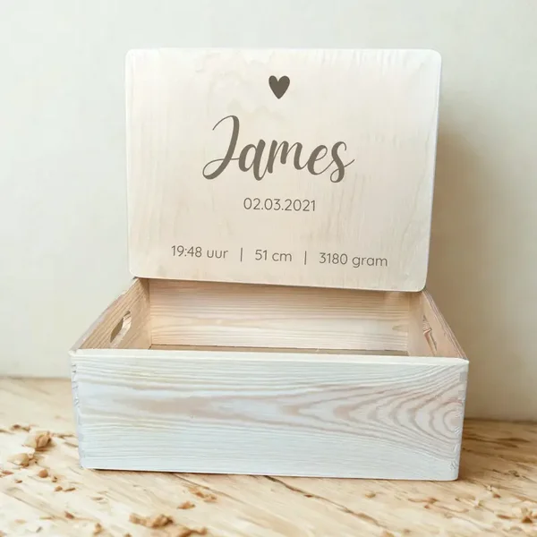 Speel- en Bewaarbox - Hout - Losse Deksel - Hart