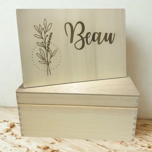 Speel- en Bewaarbox - Hout - Losse Deksel - Bloem