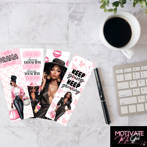 Set of 4 Pink Melanated Women Bookmarks