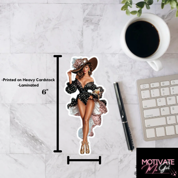 Lady In Pink And Black Polka Dots Bookmark