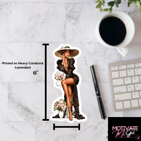 Lady In Polka Dots With Flowers Bookmark