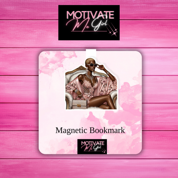 Melanated Girly Pink Magnetic Bookmark