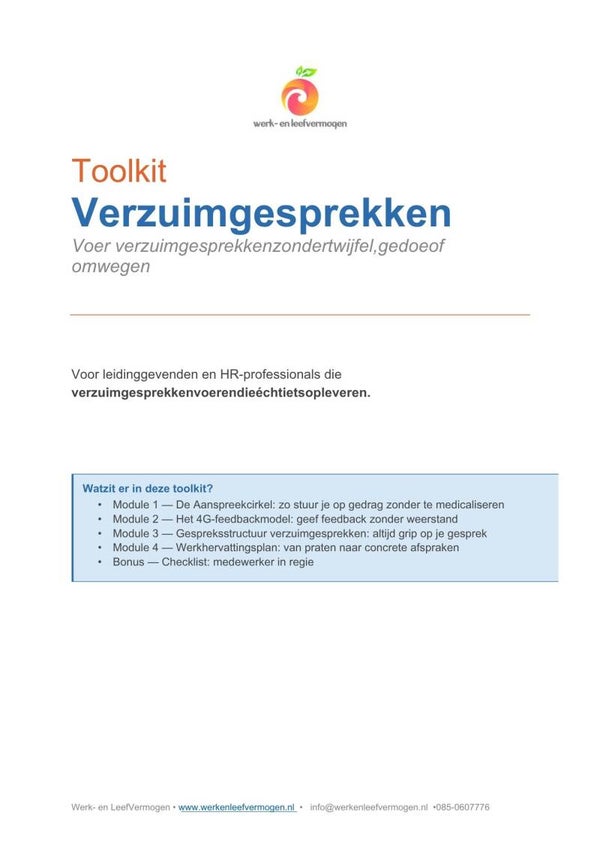 Toolkit Verzuimgesprekken | Van ongemak naar duidelijkheid, regie en beweging