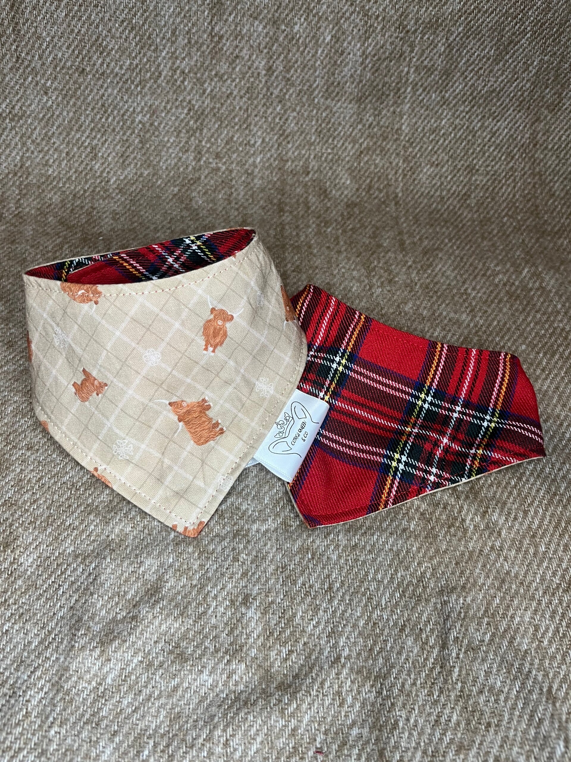 Highland Cow & Royal Stewart Popper Bandana