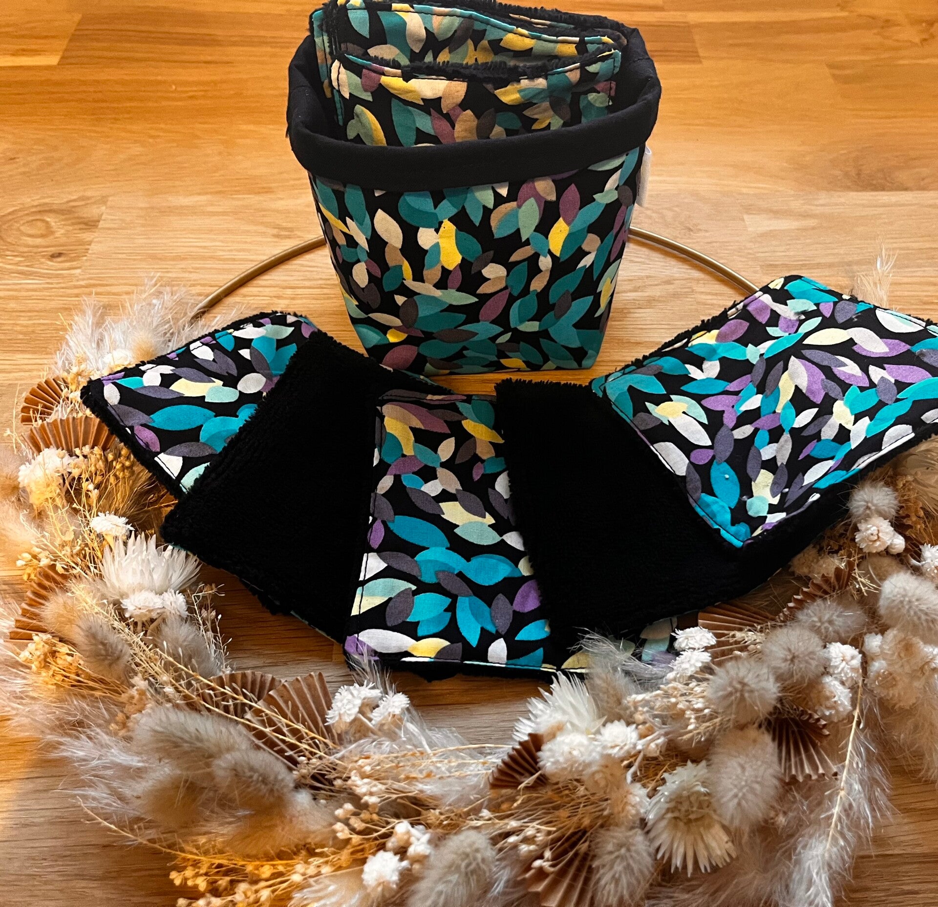 Lingettes lavables et réutilisables pétables bleu