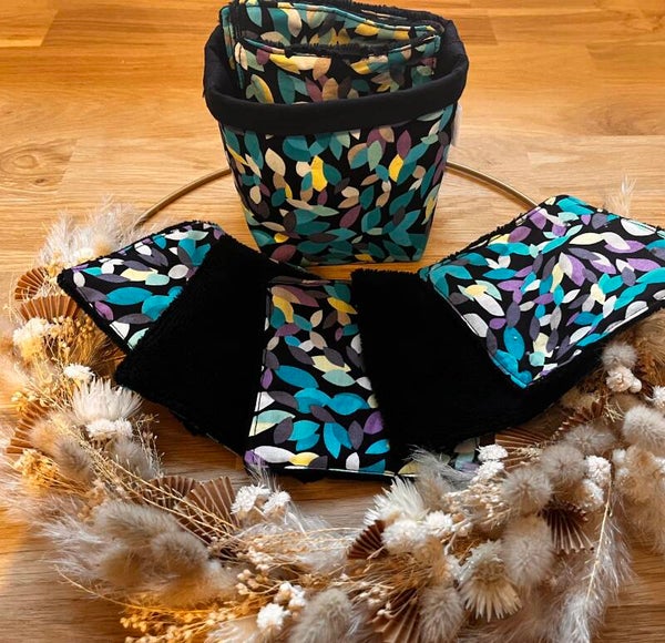 Lingettes lavables et réutilisables pétables bleu