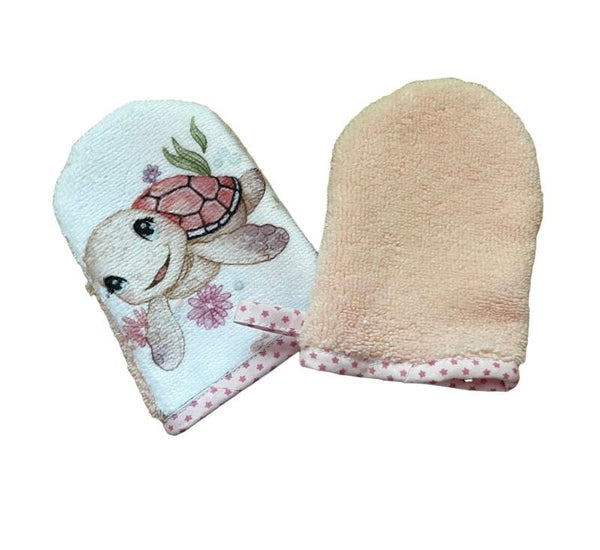 mini gant de toilette tortue