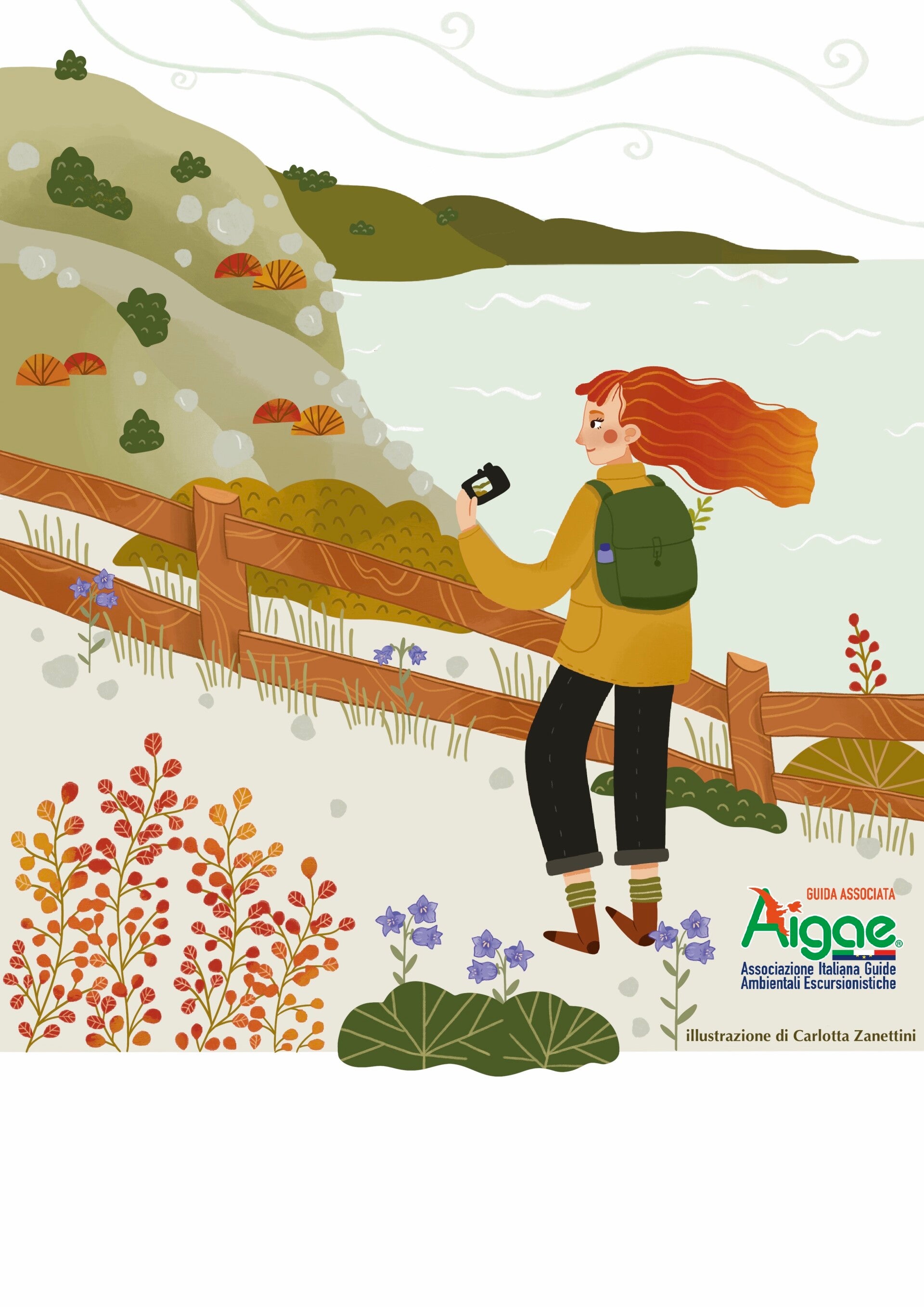 Illustrazione con ragazza sul Carso costiero
