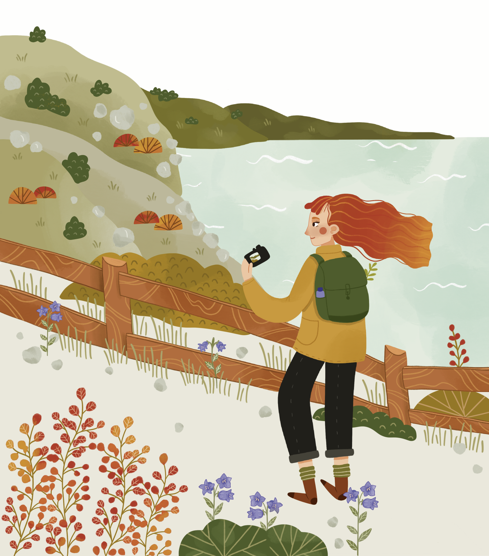 Illustrazione con ragazza sul Carso costiero