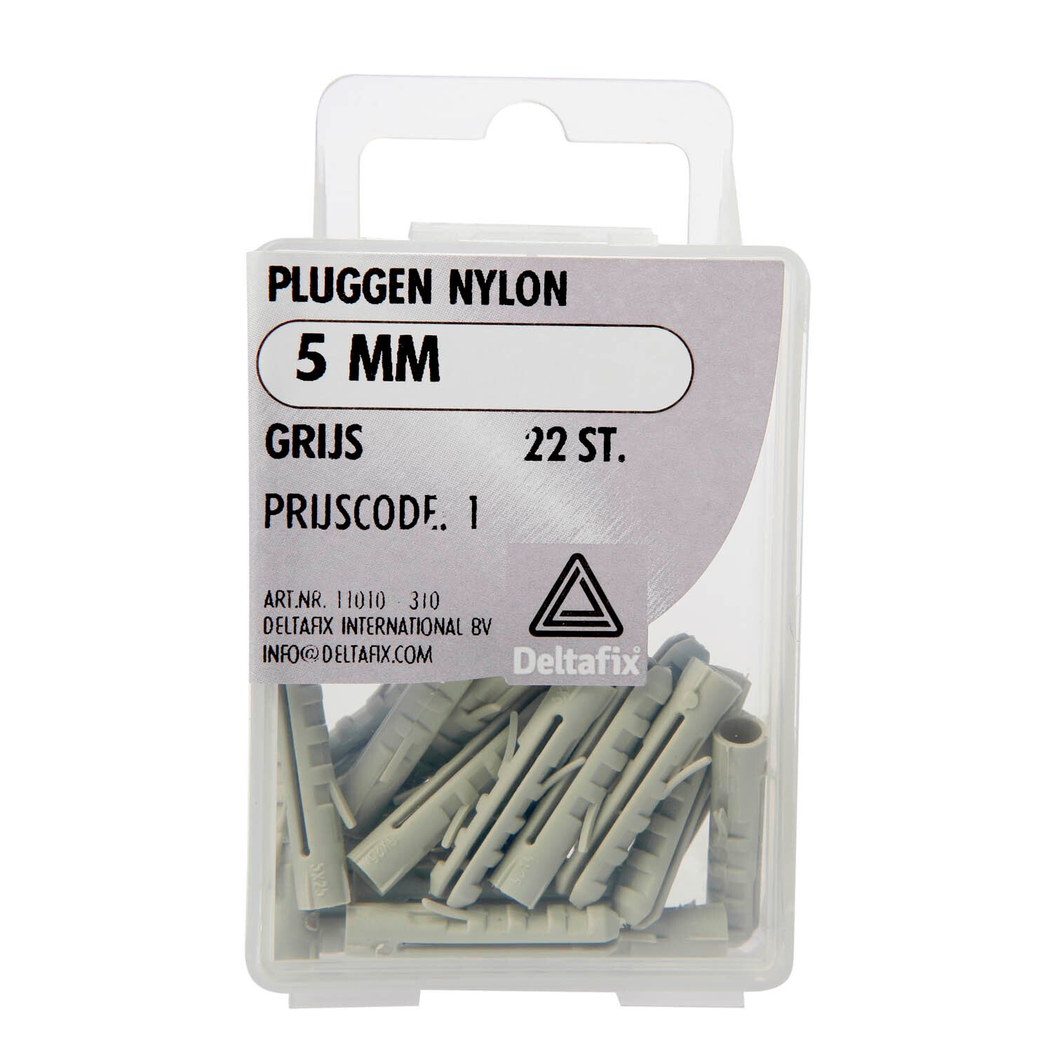 Deltafix plug nylon plug grijs 5 mm 22 st.