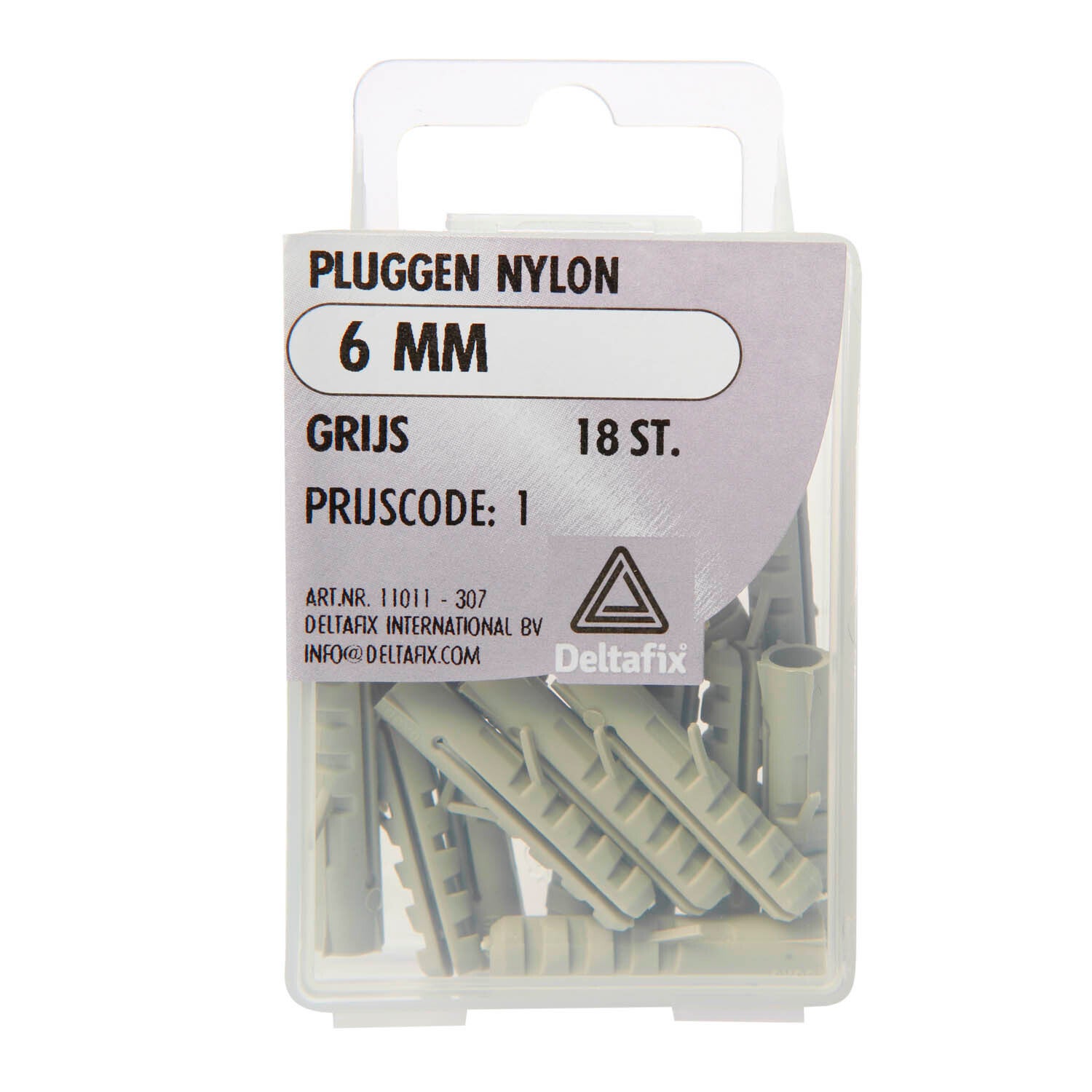 Deltafix plug nylon plug grijs 6 mm 18 st.