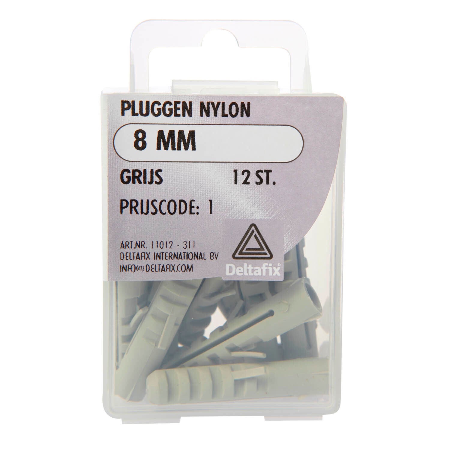 Deltafix plug nylon plug grijs 8 mm 12 st.