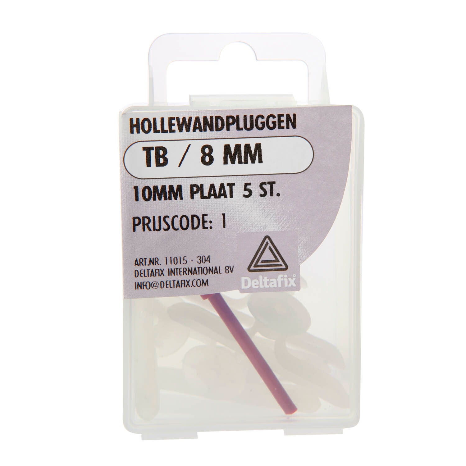 Deltafix plug hollewandplug type b / 10mm plaat grijs tb / x 8 mm 5 st.