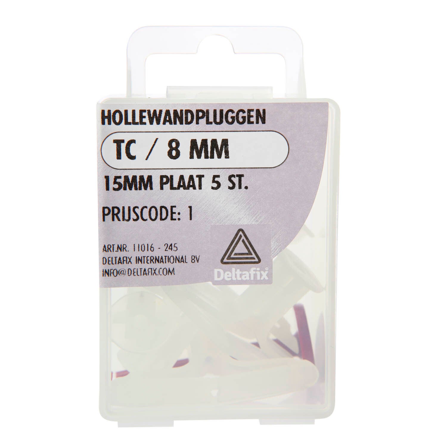 Deltafix plug hollewandplug type c / 15mm plaat grijs tc / x 8 mm 5 st.