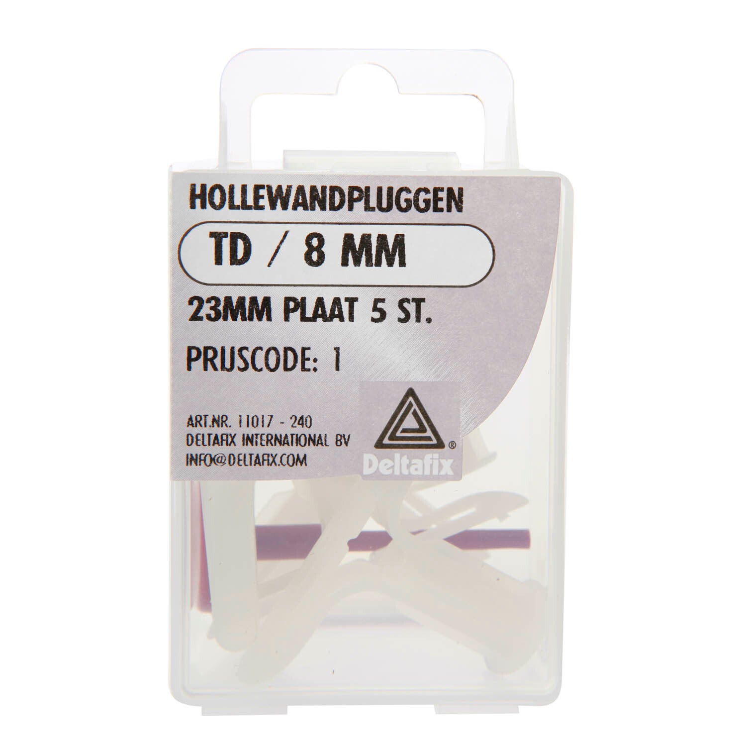 Deltafix plug hollewandplug type d / 23mm plaat grijs td / x 8 mm 5 st.