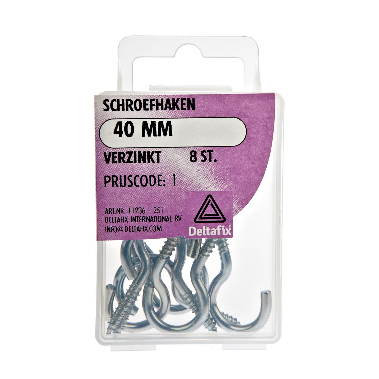 Deltafix schroefhaak verzinkt 40 mm 8 st.