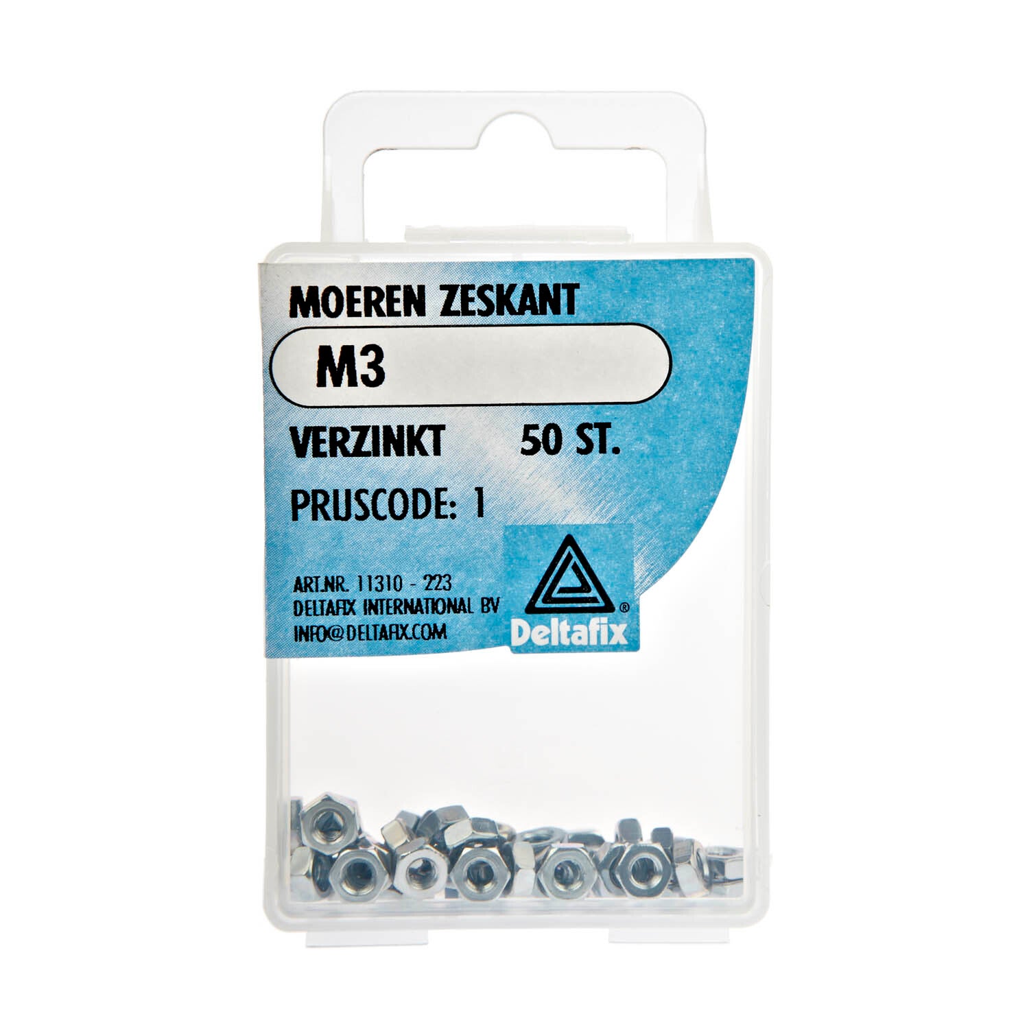 Deltafix moer zeskant verzinkt m3 din 934 50 st.