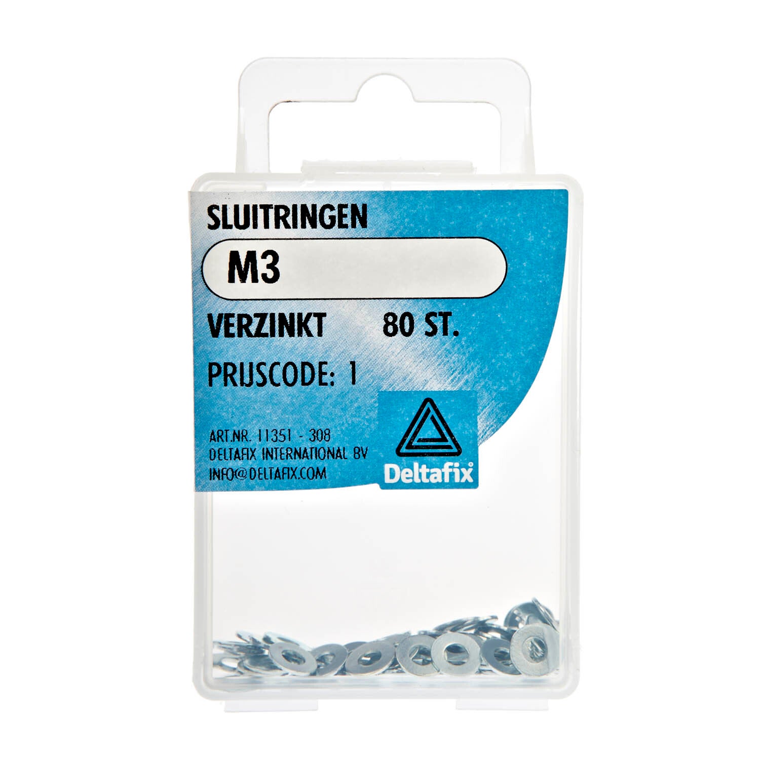 Deltafix sluitring verzinkt m3 x 7 x 0.5 din 125a 80 st.