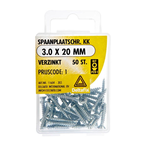 Spaanplaatschr. PK. 3.0 x 20mm GEG. PZ1 Blister á 50 st