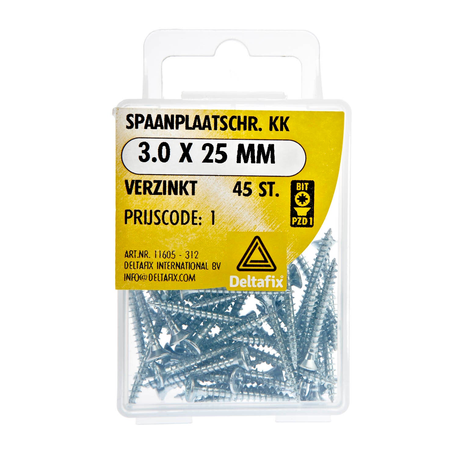 Spaanplaatschr. PK. 3.0 x 25mm GEG. PZ1 Blister á 45 st