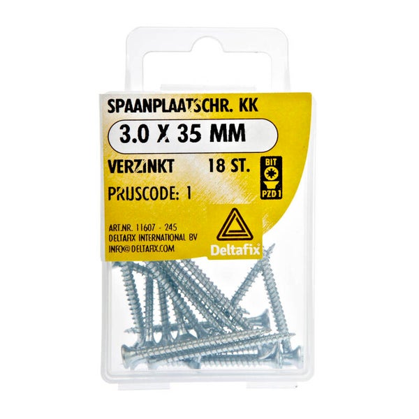 Spaanplaatschr. PK.  3.0 x 35mm GEG. PZ1 Blister á 18 st