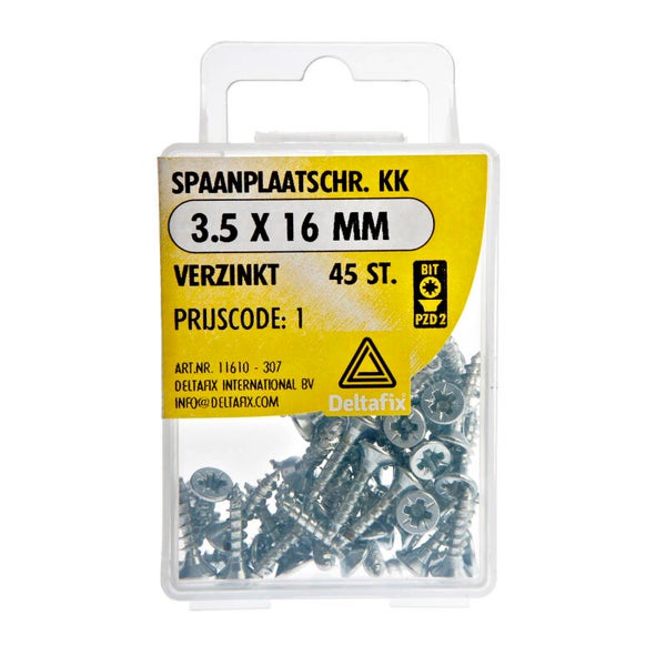 Spaanplaatschr. PK.  3.5 x 16mm GEG. PZ2 Blister á 45 st