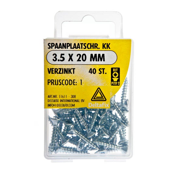 Spaanplaatschr. PK.  3.5 x 20mm GEG. PZ2 Blister á 40 st