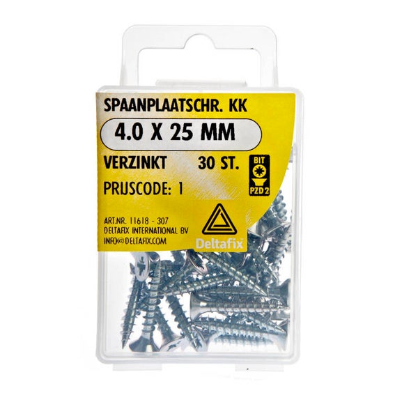 Spaanplaatschr. PK. 4.0 x 25mm GEG. PZ2 blister á 30 st