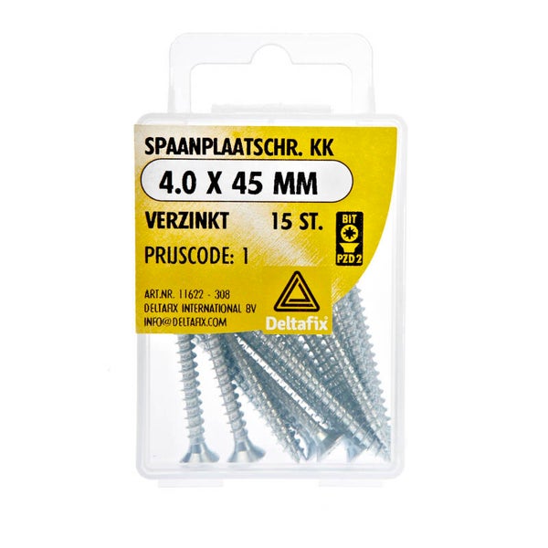 Spaanplaatschr. PK. 4.0 x 45mm GEG. PZ2 blister á 15 st
