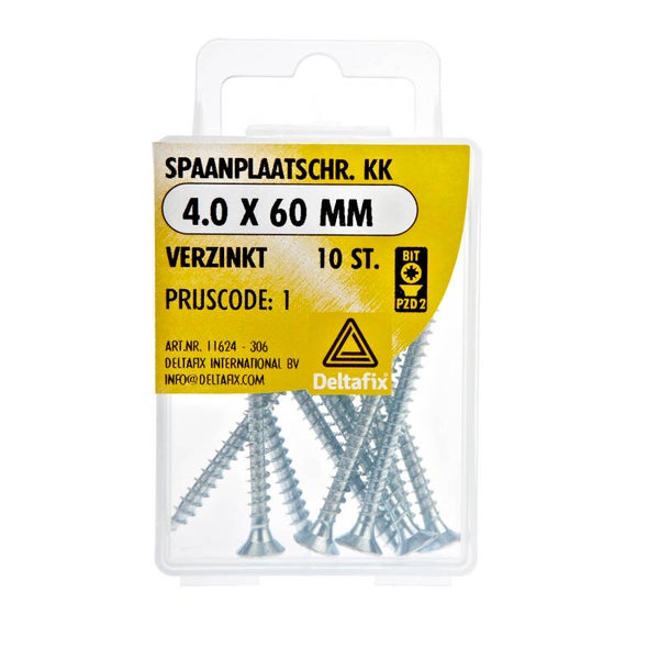 Spaanplaatschr. PK. 4.0 x 60mm GEG. PZ2 blister á 10 st