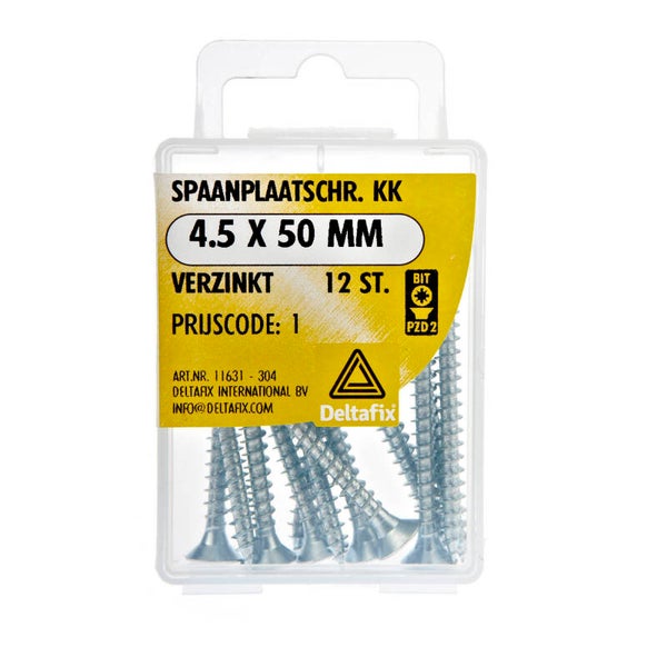 Spaanplaatschr. PK. 4.5 x 50mm GEG. PZ2 blister á 12 st