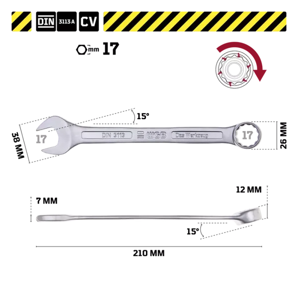 WGB ring / steeksleutel 17 mm