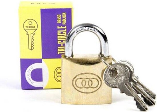 Tri circle Hangslot messing 65 mm