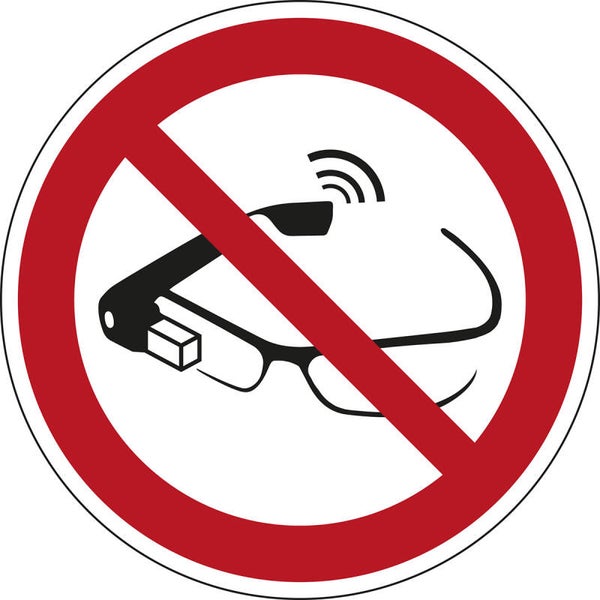 Sticker gebruik slimme bril verboden
