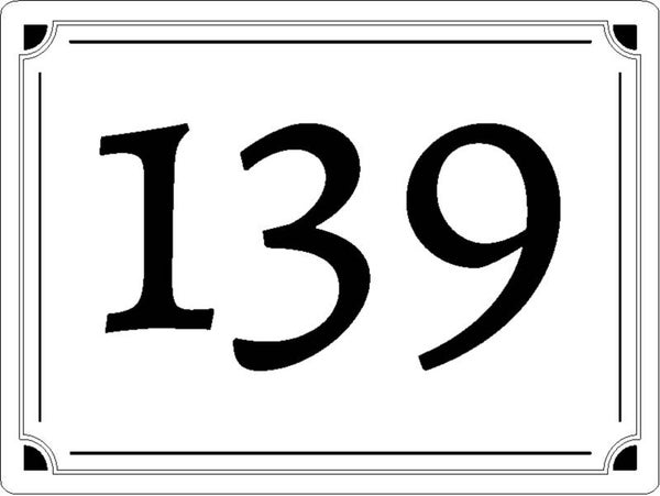 Huisnummerbord 150x200 mm Wit met Kader 3 cijfers