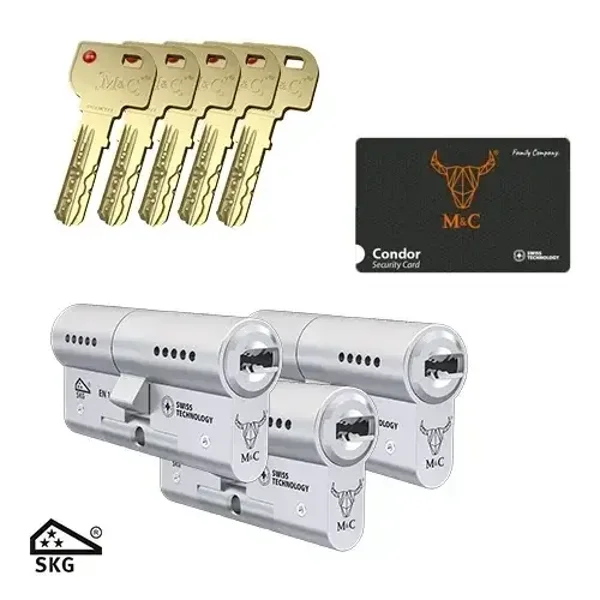 M & C CONDER Cilinderset samenstellen 3 x gelijksluitend incl 5 sleutels