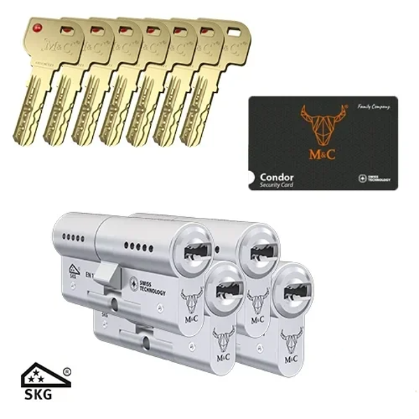 M & C CONDER Cilinderset samenstellen 4 x gelijksluitend incl 7 sleutels